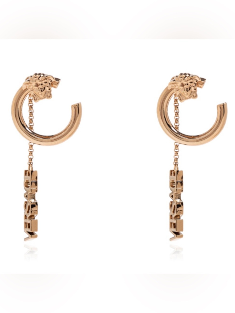 VERSACE Medusa logo script dangled earrings